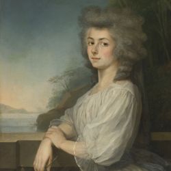 Portrait of a woman on a terrace